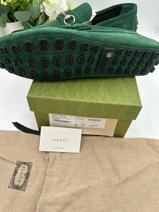 Men\'s Gucci emerald green horse bit driver loafers size 12.5 fits  13 US main image 8
